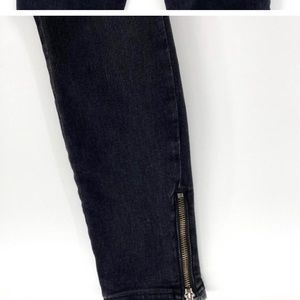 NYDJ Ami Skinny Ankle Black Fray Hem Zip Jeans